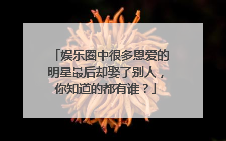 娱乐圈中很多恩爱的明星最后却娶了别人，你知道的都有谁？