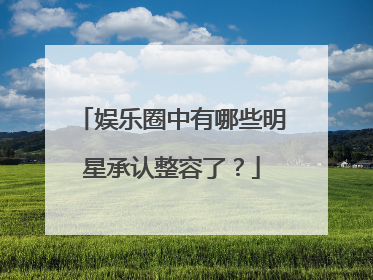 娱乐圈中有哪些明星承认整容了？