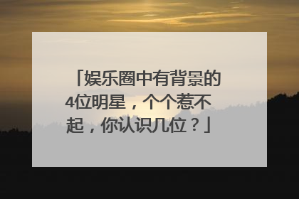 娱乐圈中有背景的4位明星,个个惹不起,你认识几位?