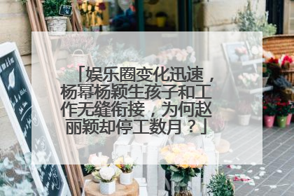 娱乐圈变化迅速，杨幂杨颖生孩子和工作无缝衔接，为何赵丽颖却停工数月？