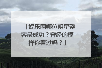 娱乐圈哪位明星整容最成功?曾经的模样你看过吗?