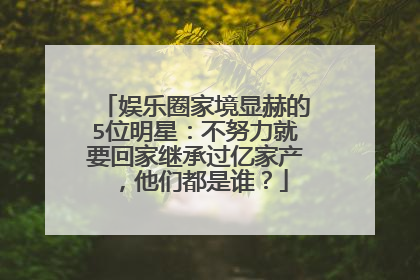 娱乐圈家境显赫的5位明星:不努力就要回家继承过亿家产,他们都是谁?