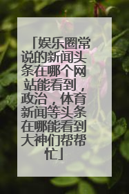 娱乐圈常说的新闻头条在哪个网站能看到，政治，体育新闻等头条在哪能看到大神们帮帮忙