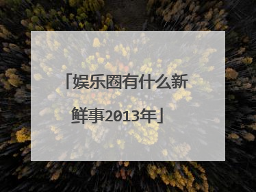 娱乐圈有什么新鲜事2013年