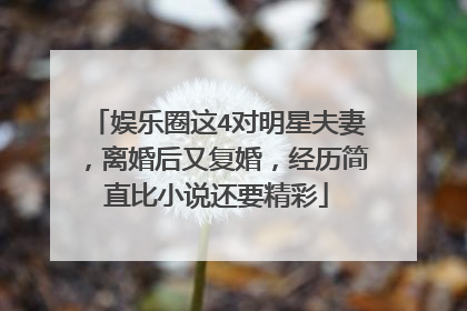 娱乐圈这4对明星夫妻，离婚后又复婚，经历简直比小说还要精彩