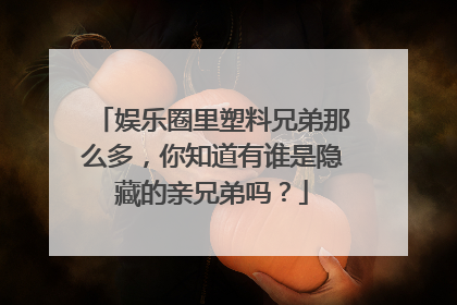 娱乐圈里塑料兄弟那么多,你知道有谁是隐藏的亲兄弟吗?