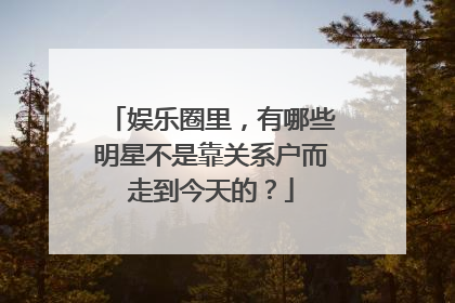 娱乐圈里,有哪些明星不是靠关系户而走到今天的?