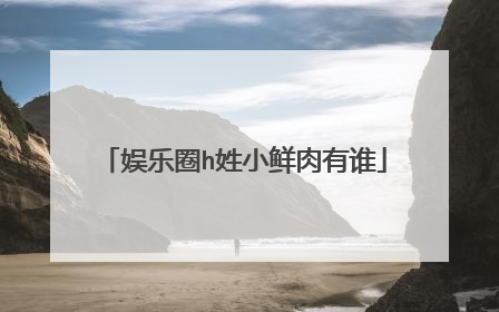 娱乐圈h姓小鲜肉有谁