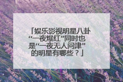 娱乐影视明星八卦“一夜爆红”同时也是“一夜无人问津”的明星有哪些?