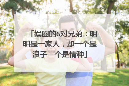 娱圈的6对兄弟：明明是一家人，却一个是浪子一个是情种