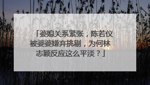 婆媳关系紧张，陈若仪被婆婆嫌弃挑剔，为何林志颖反应这么平淡？