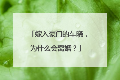 嫁入豪门的车晓,为什么会离婚?