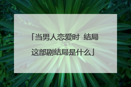 当男人恋爱时 结局 这部剧结局是什么