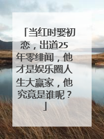 当红时娶初恋，出道25年零绯闻，他才是娱乐圈人生大赢家，他究竟是谁呢？
