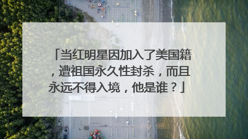 当红明星因加入了美国籍，遭祖国永久性封杀，而且永远不得入境，他是谁？