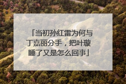当初孙红雷为何与丁嘉丽分手，把叶璇睡了又是怎么回事