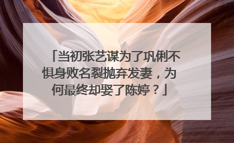当初张艺谋为了巩俐不惧身败名裂抛弃发妻，为何最终却娶了陈婷？