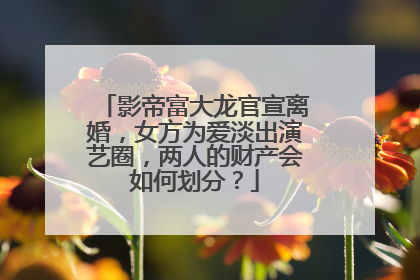 影帝富大龙官宣离婚，女方为爱淡出演艺圈，两人的财产会如何划分？