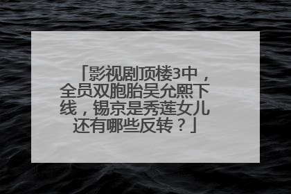 影视剧顶楼3中,全员双胞胎吴允熙下线,锡京是秀莲女儿还有哪些反转?