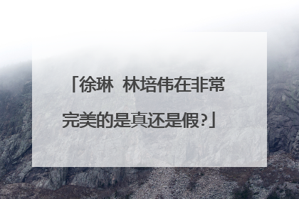徐琳 林培伟在非常完美的是真还是假?