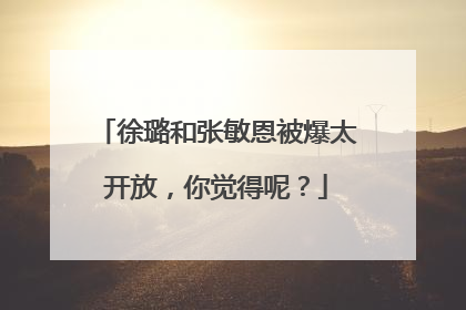 徐璐和张敏恩被爆太开放,你觉得呢?