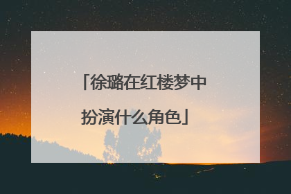 徐璐在红楼梦中扮演什么角色