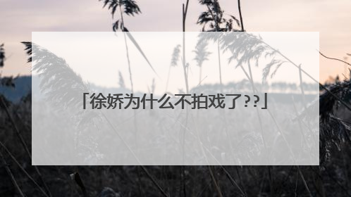 徐娇为什么不拍戏了??