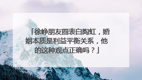 徐峥朋友圈表白陶虹,婚姻本质是利益平衡关系,他的这种观点正确吗?