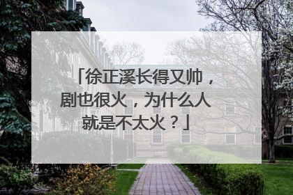 徐正溪长得又帅，剧也很火，为什么人就是不太火？