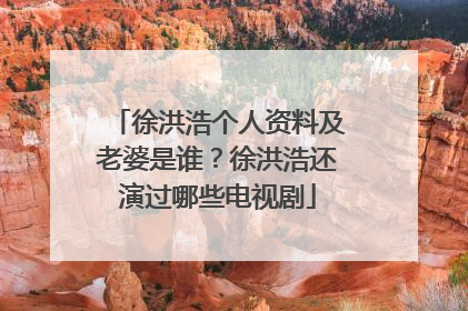 徐洪浩个人资料及老婆是谁?徐洪浩还演过哪些电视剧