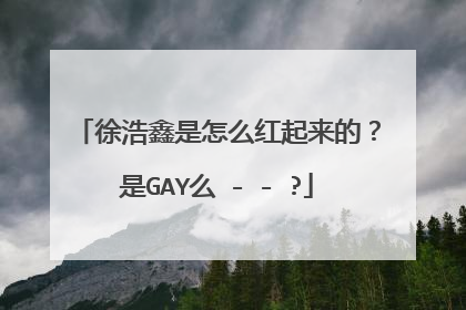 徐浩鑫是怎么红起来的？是GAY么 - - ?