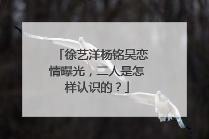 徐艺洋杨铭昊恋情曝光,二人是怎样认识的?