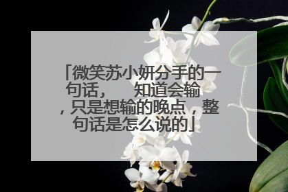 微笑苏小妍分手的一句话,   知道会输，只是想输的晚点，整句话是怎么说的