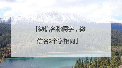 微信名称俩字，微信名2个字相同