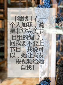 微博上有一个人加我，说是非常完美节目组的编导，问我要不要上节目，我说可以，她让我发一段视频给她自我