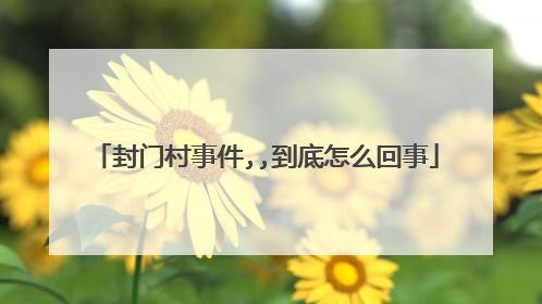 封门村事件,,到底怎么回事