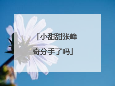 小甜甜张峰奇分手了吗