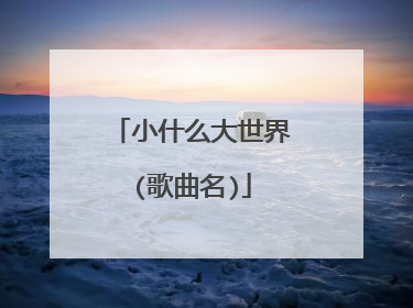 小什么大世界(歌曲名)