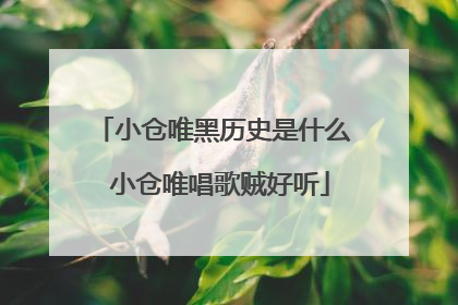 小仓唯黑历史是什么 小仓唯唱歌贼好听