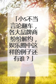 小S不当言论翻车,各大品牌商纷纷解约,娱乐圈中这样的例子还有谁?