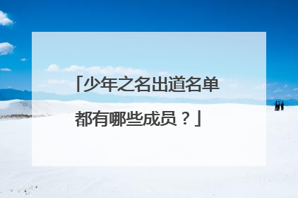 少年之名出道名单都有哪些成员?