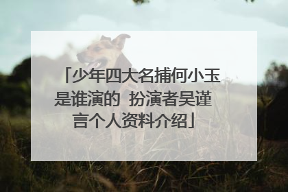 少年四大名捕何小玉是谁演的 扮演者吴谨言个人资料介绍