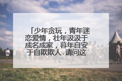 少年贪玩，青年迷恋爱情，壮年汲汲于成名成家，暮年自安于自欺欺人.请问这句话是什么意思