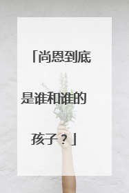 尚恩到底是谁和谁的孩子？