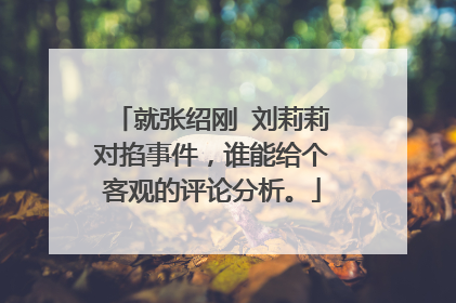 就张绍刚 刘莉莉对掐事件,谁能给个客观的评论分析。