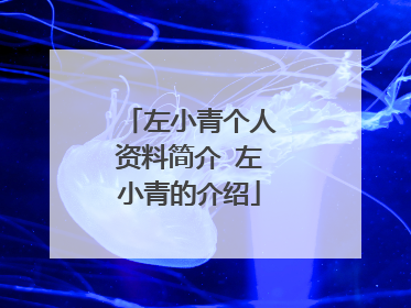 左小青个人资料简介 左小青的介绍