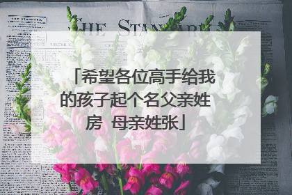 希望各位高手给我的孩子起个名父亲姓房 母亲姓张