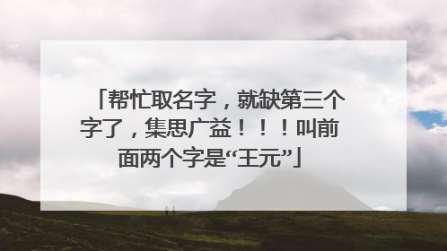 帮忙取名字，就缺第三个字了，集思广益！！！叫前面两个字是“王元”