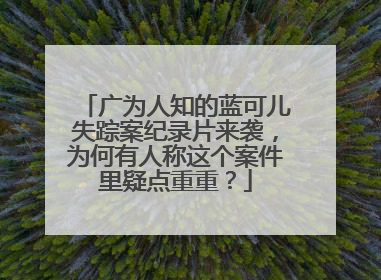 广为人知的蓝可儿失踪案纪录片来袭，为何有人称这个案件里疑点重重？