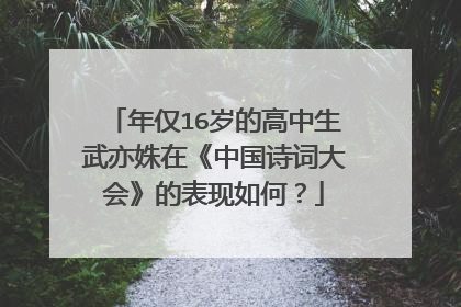 年仅16岁的高中生武亦姝在《中国诗词大会》的表现如何?
